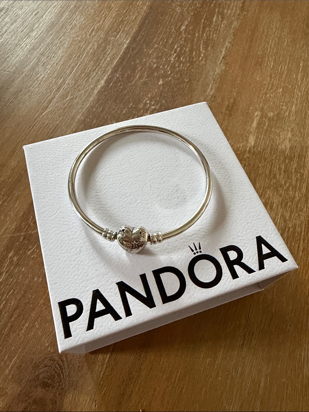 Pandora Silver Heart Clasp Bangle Bracelet - Silver